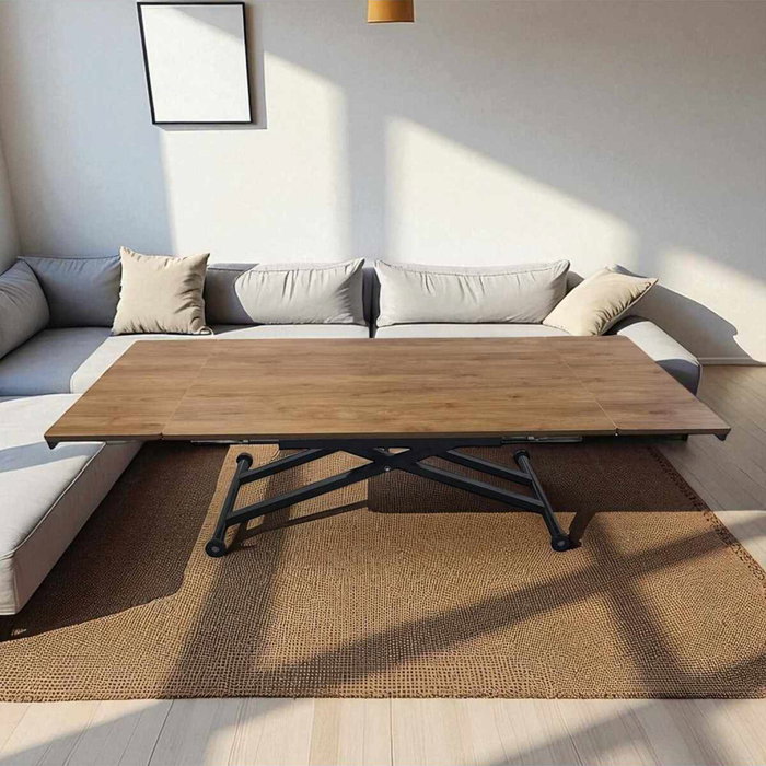 Hanah Home Mesa de Comedor Extensible Nogal y Negro